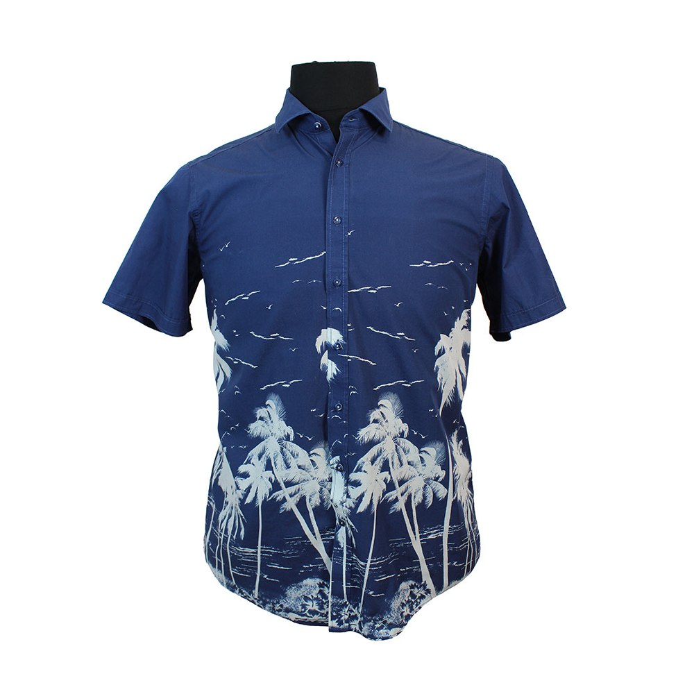 Casa Moda Pure Cotton Palm Pattern Fashion Shirt