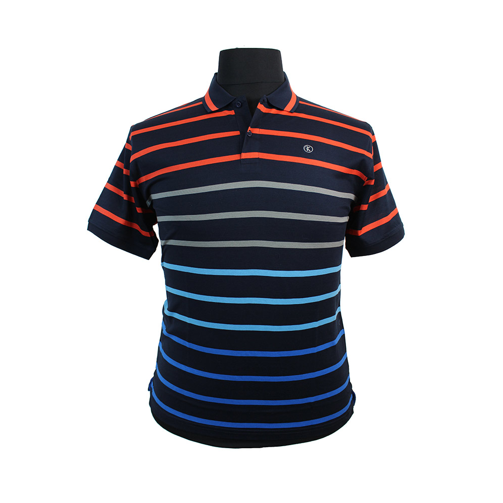 Kitaro Fine Pure Cotton Vivid Horizontal Stripe Fashion Polo