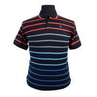 Kitaro Fine Pure Cotton Vivid Horizontal Stripe Fashion Polo