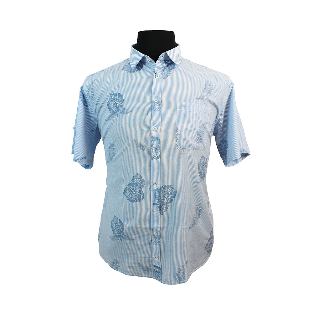 North56 Pure Cotton Stripe with Leaf Pattern Fashion Shirt