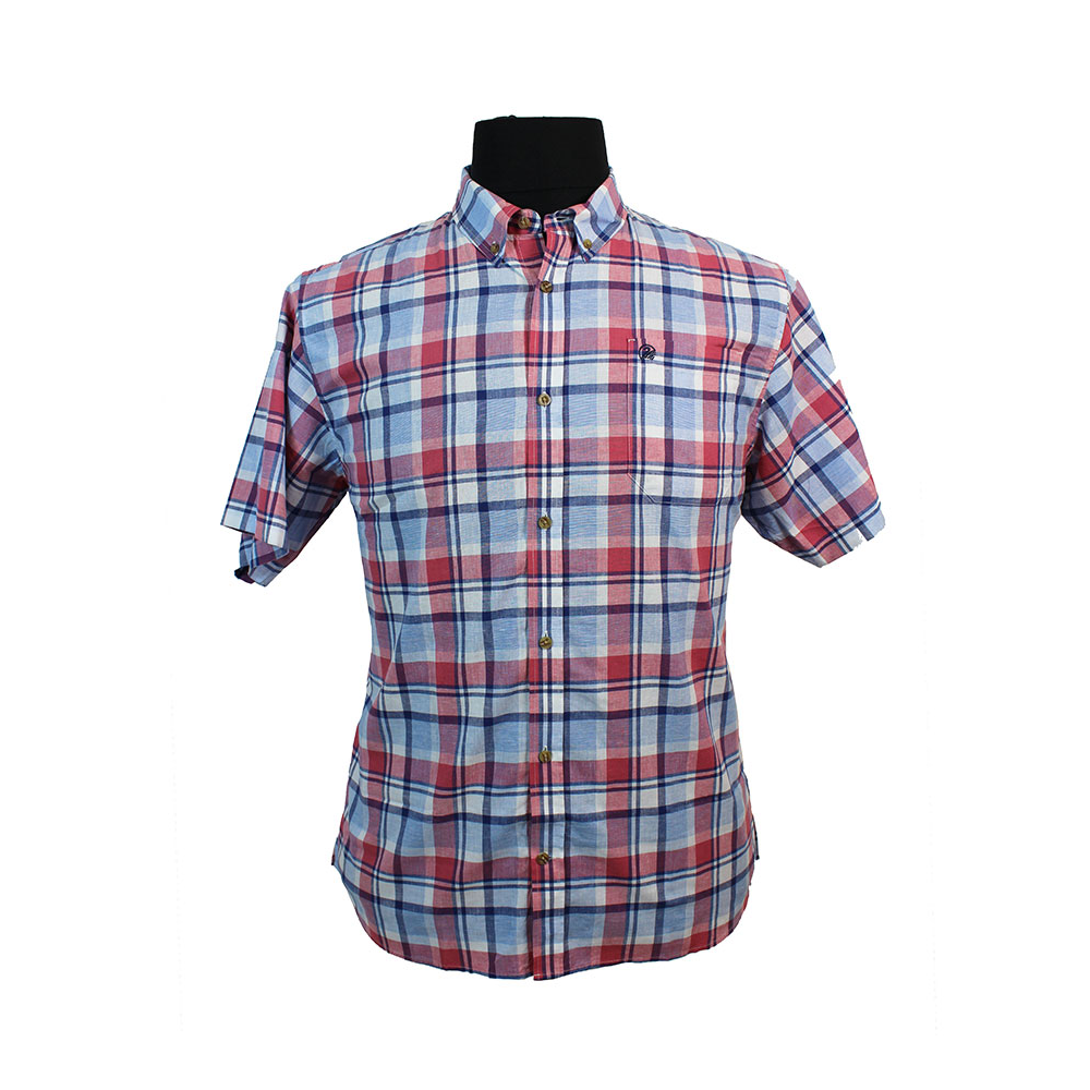 Swanndri Cotton Linen Mix Small Pane Check Buttondown Collar Shirt