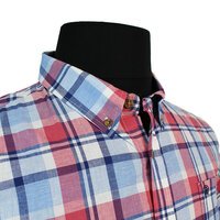 Swanndri Cotton Linen Mix Small Pane Check Buttondown Collar Shirt