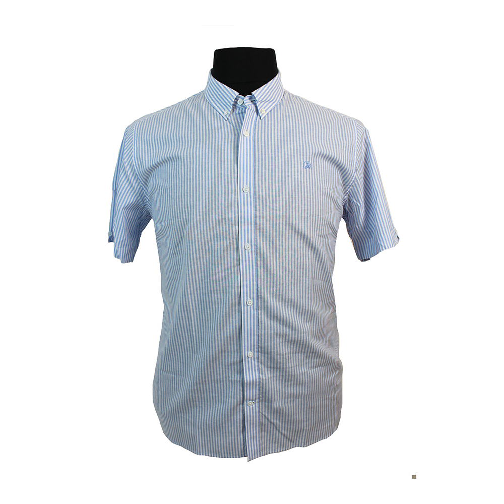 Swanndri Cotton Linen Mix Classic Self Stripe Buttondown Collar Shirt ...