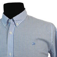 Swanndri Cotton Linen Mix Classic Self Stripe Buttondown Collar Shirt