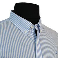 Swanndri Cotton Linen Mix Classic Self Stripe Buttondown Collar Shirt