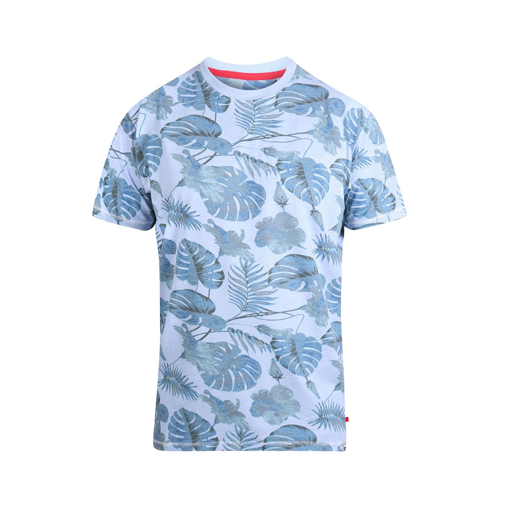 D555 Leaf Print Blue Tee