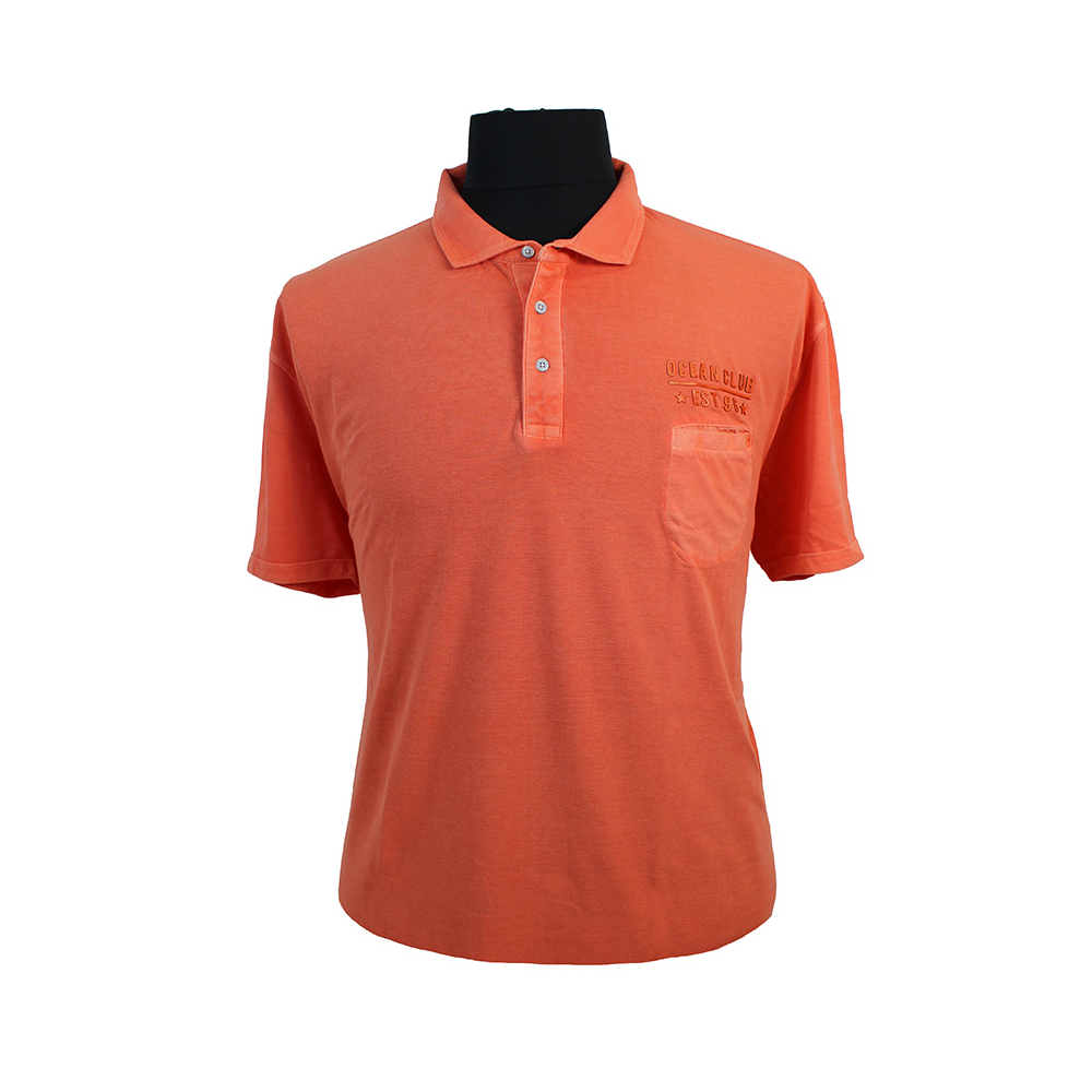 Kitaro Pure Cotton Washed Look Ocean Club Logo Pocket Polo