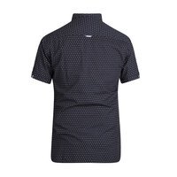 D555 Small Dot Dark Navy Cotton Short Sleeve Shirt
