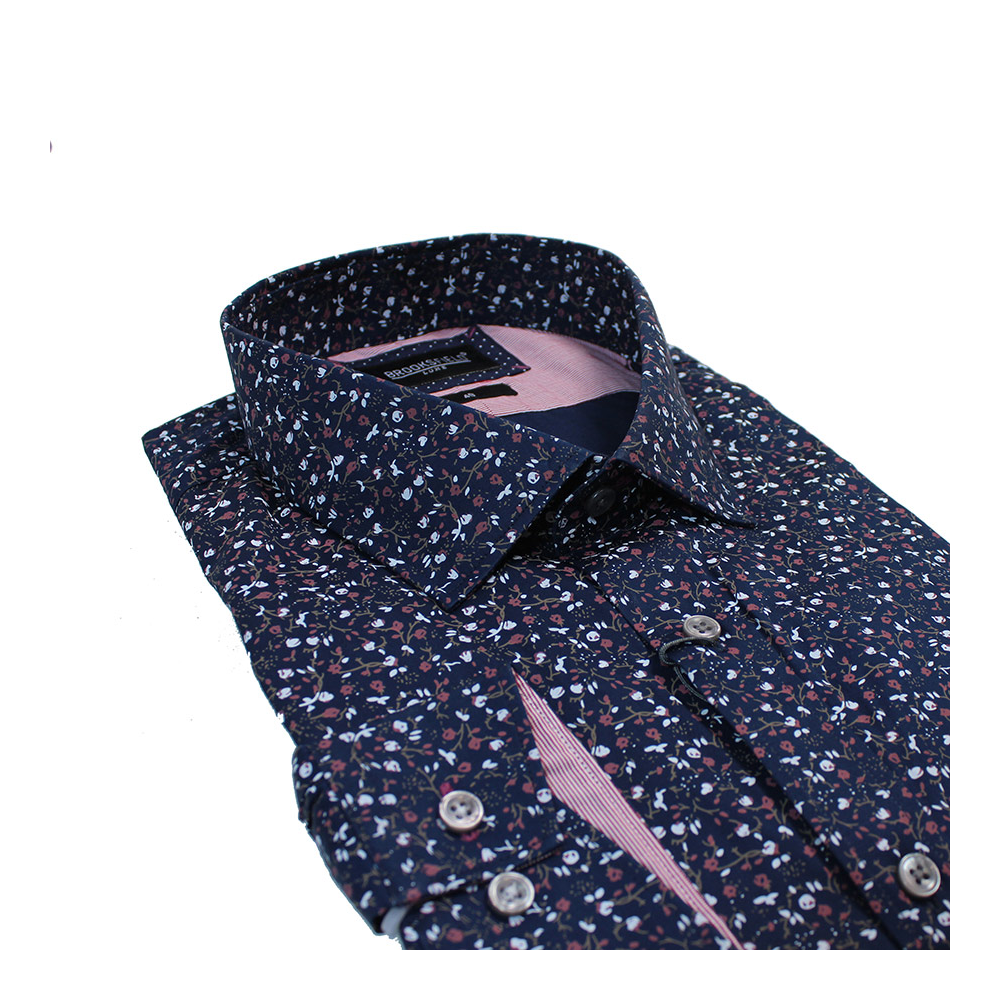 Brooksfield floral print navy dress shirt