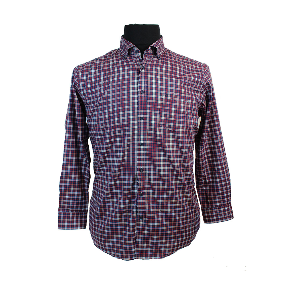 Casa Moda Red Cotton Check LS Shirt