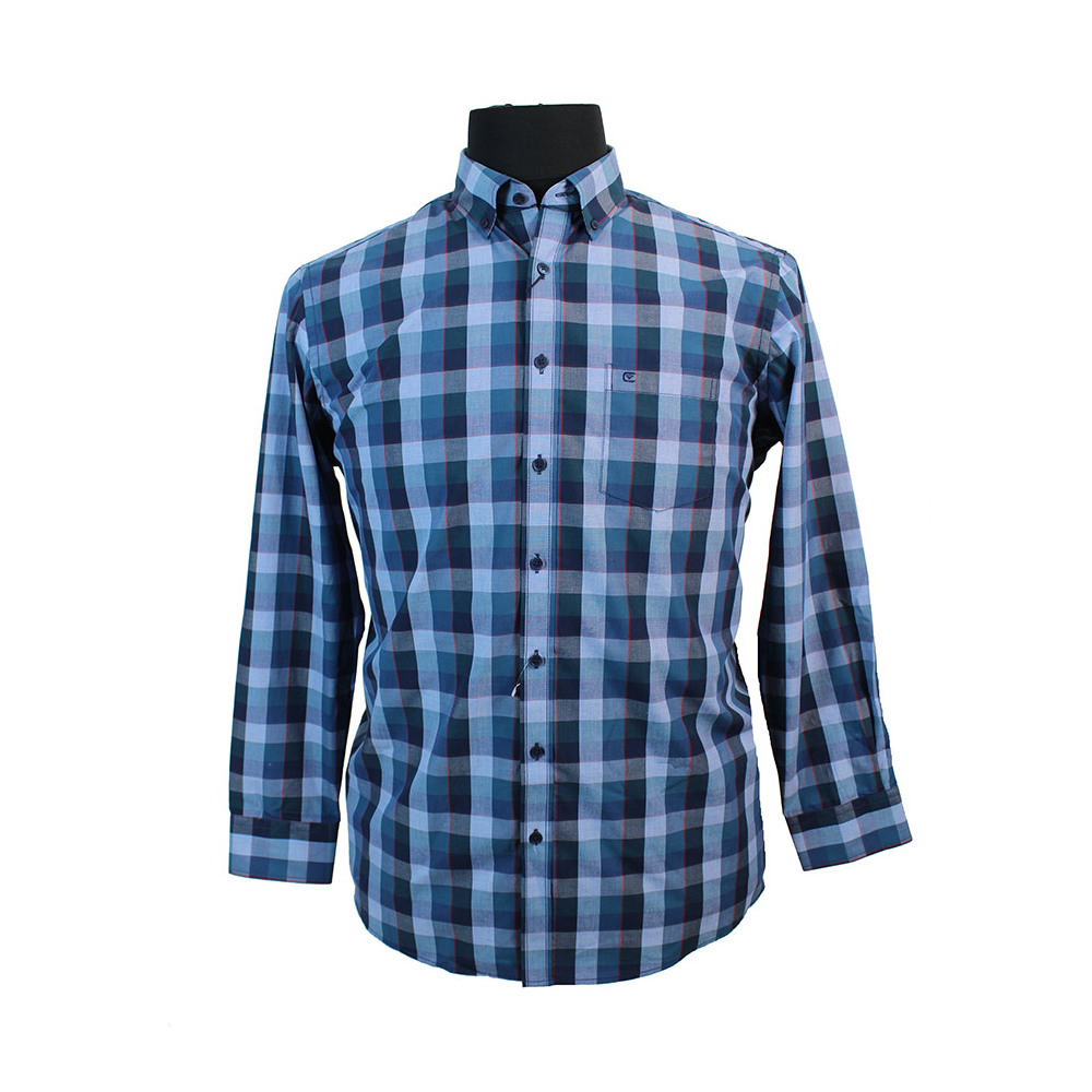 Casa Moda Large Blue Check Cotton LS Shirt