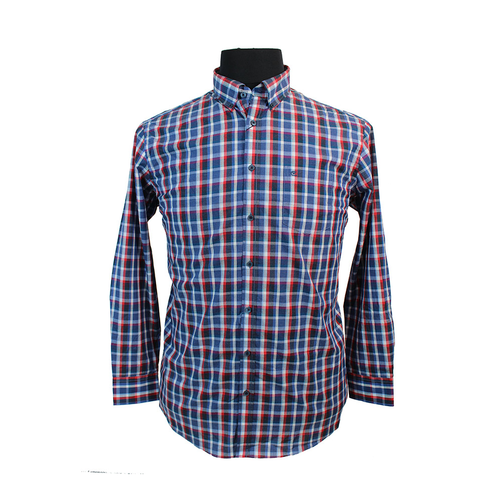 Casa Moda Blue Red Cotton Check LS Shirt