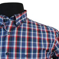 Casa Moda Blue Red Cotton Check LS Shirt