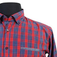 Casa Moda Red Blue Check Cotton LS Shirt