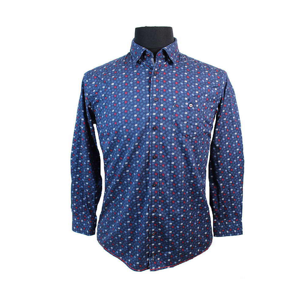 Casa Moda Leaf Pattern Cotton LS Shirt