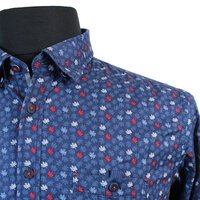 Casa Moda Leaf Pattern Cotton LS Shirt