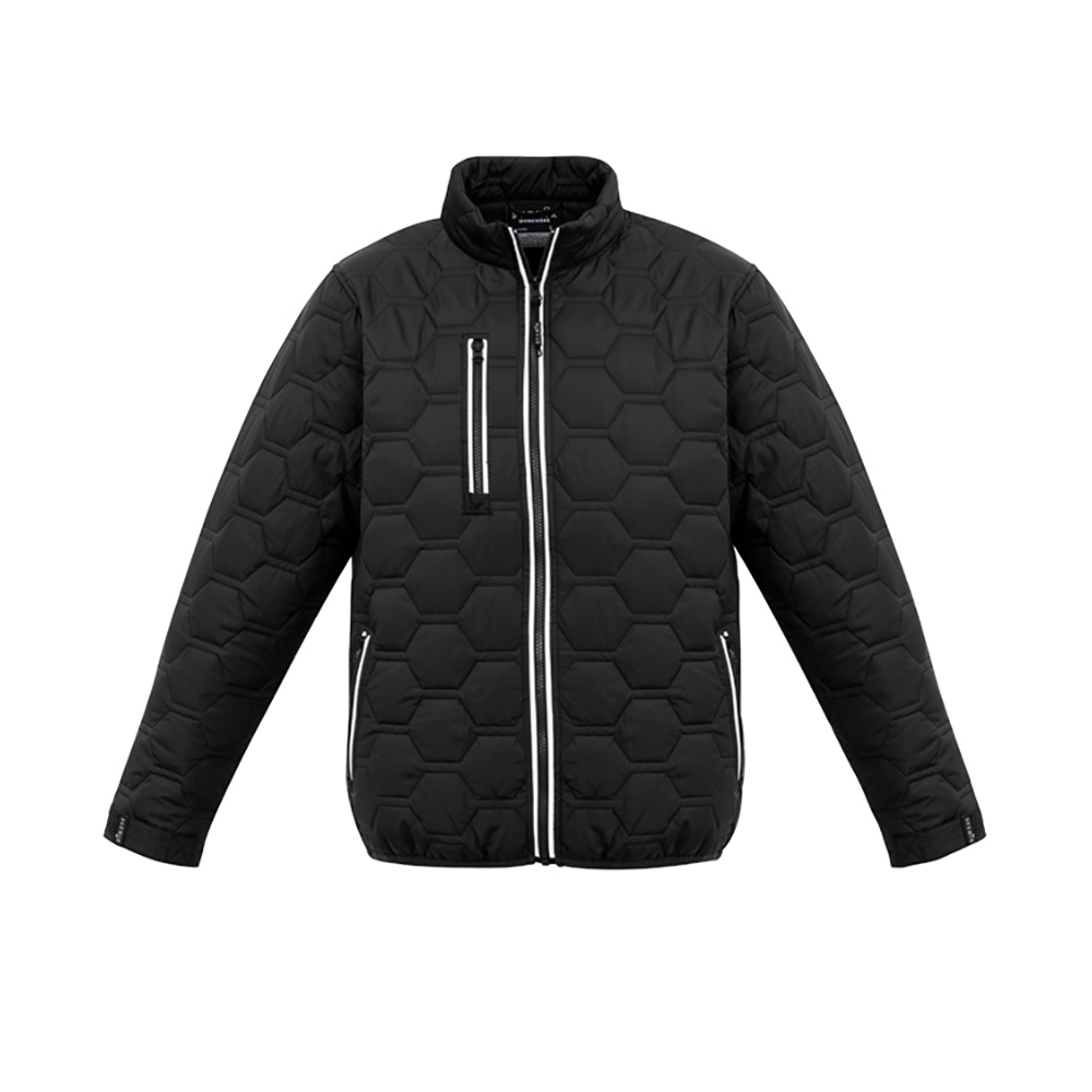 Hexagonal Puffer Jacket with Zip Pockets