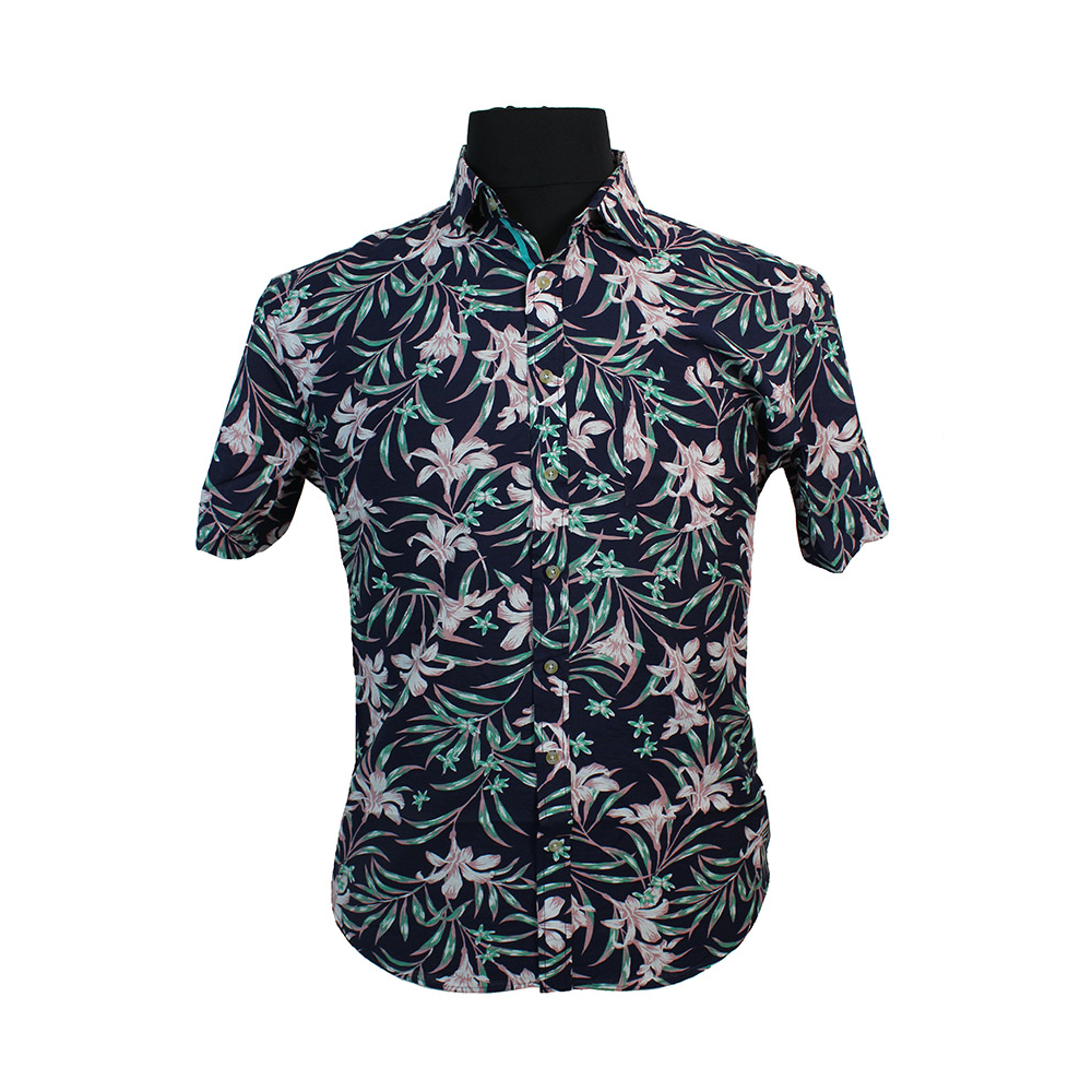 MRMR Pure cotton bold flower short sleeve fashion shirt