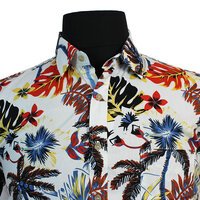 MRMR Pure cotton palm tree leaf short sleeve fashion shirt