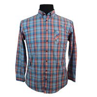 Casa Moda Orange Check Pattern LS Shirt