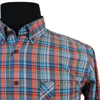 Casa Moda Orange Check Pattern LS Shirt