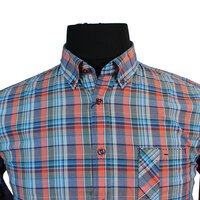 Casa Moda Orange Check Pattern LS Shirt