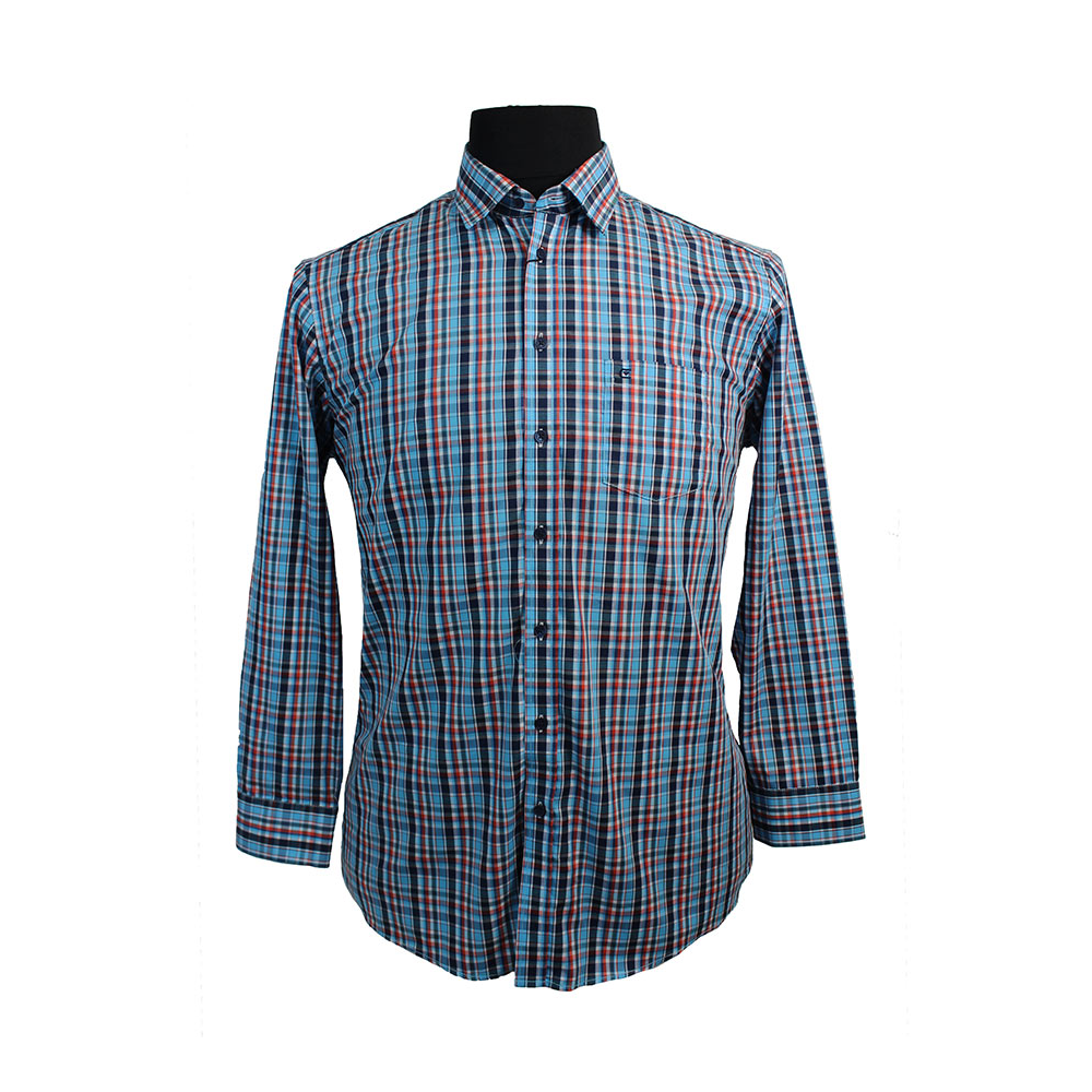 Casa Moda Turquoise Check Pattern LS Shirt