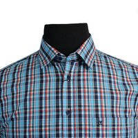 Casa Moda Turquoise Check Pattern LS Shirt