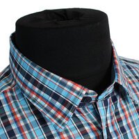 Casa Moda Turquoise Check Pattern LS Shirt