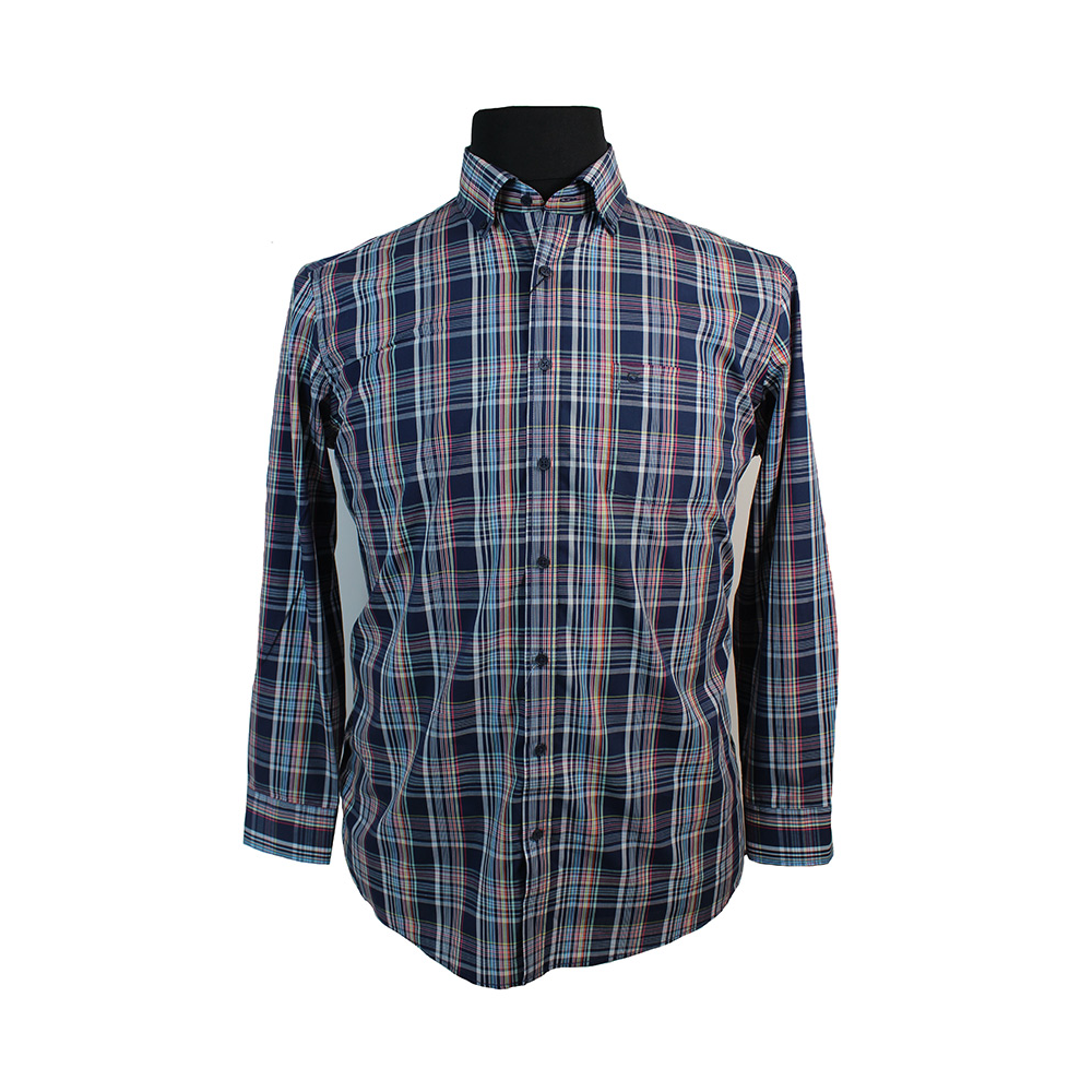 Casa Moda Navy Check Pattern LS Shirt