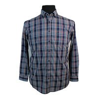 Casa Moda Navy Check Pattern LS Shirt