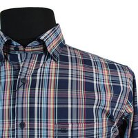 Casa Moda Navy Check Pattern LS Shirt