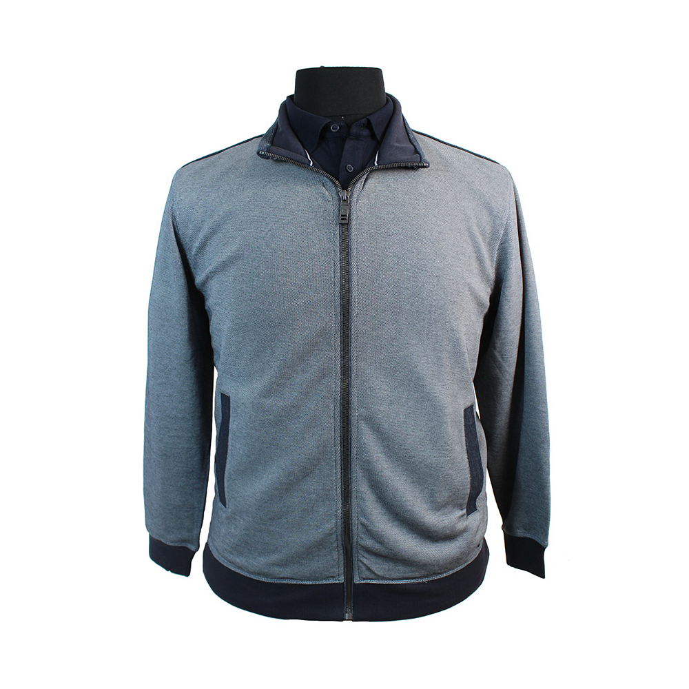 Casa Moda Navy Full Zip Sweater Grey Navy