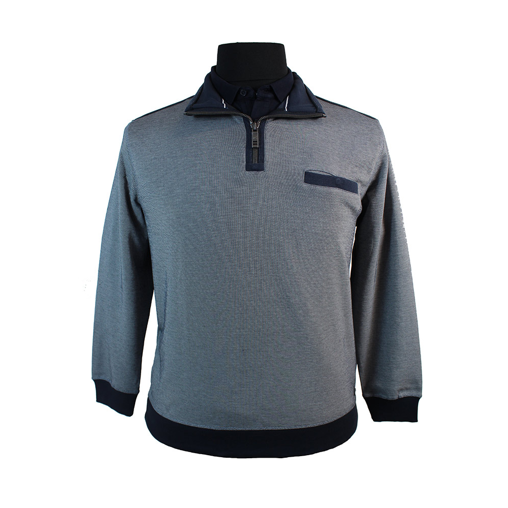 Casa Moda Navy Half Zip Sweater Grey Navy