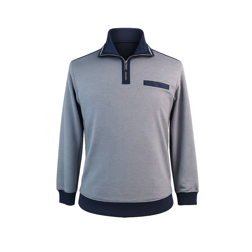 CASA MODA - Navy Half Zip Sweater Grey Navy