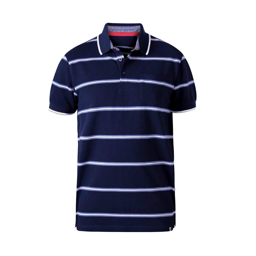 D555 Montego Navy Stripe Cotton Polo