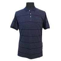 D555 Small Stripe Cotton Polo Navy