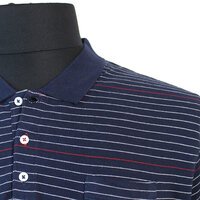 D555 Small Stripe Cotton Polo Navy