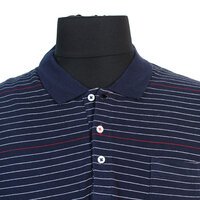 D555 Small Stripe Cotton Polo Navy