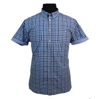 D555 Rowling Blue Check Button down Collar SS Shirt