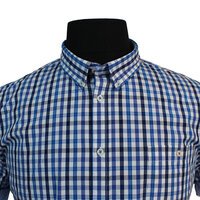 D555 Rowling Blue Check Button down Collar SS Shirt