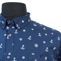 D555 Anchor Pattern Navy SS Shirt