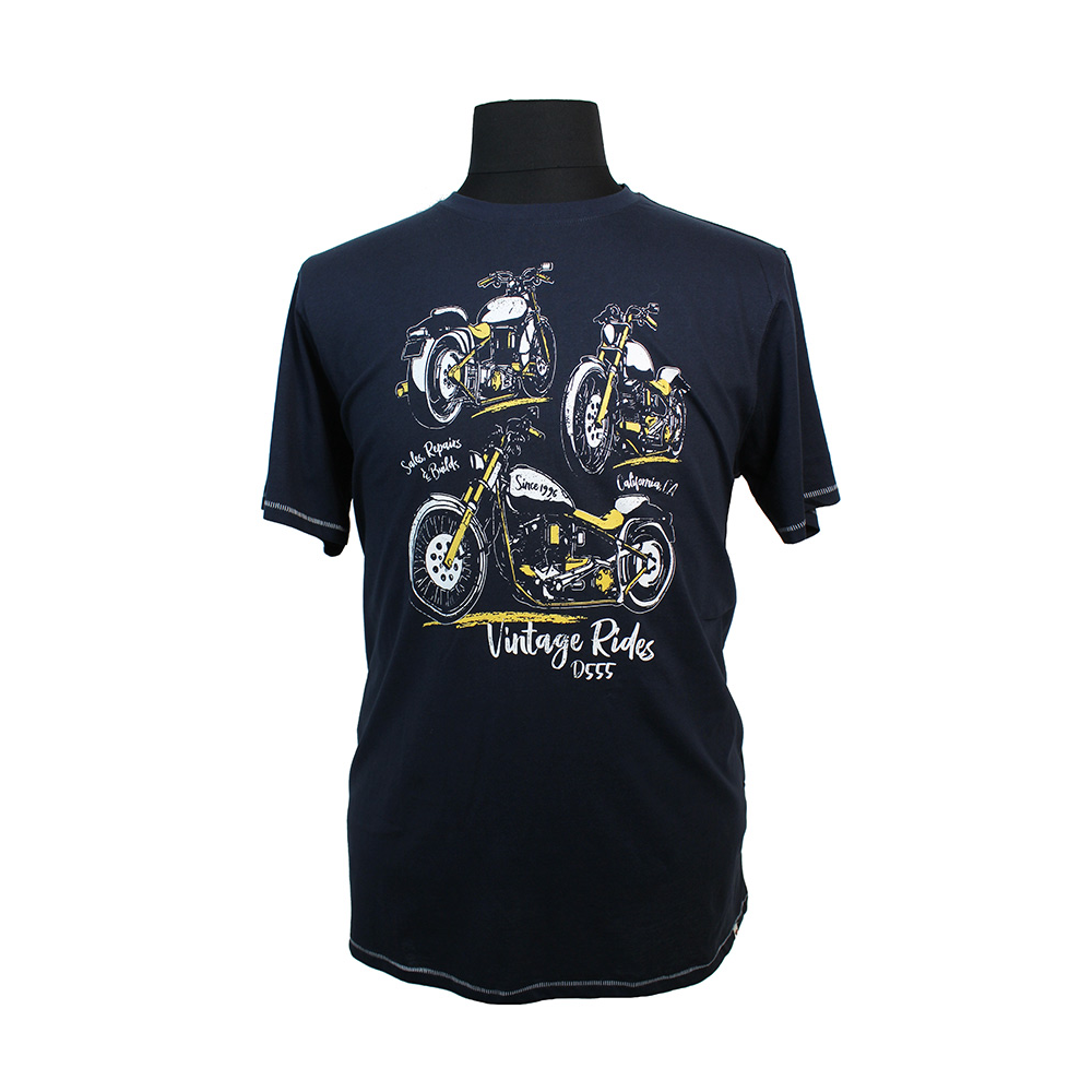 D555 Ellis Navy Vintage Rides Bike Tee