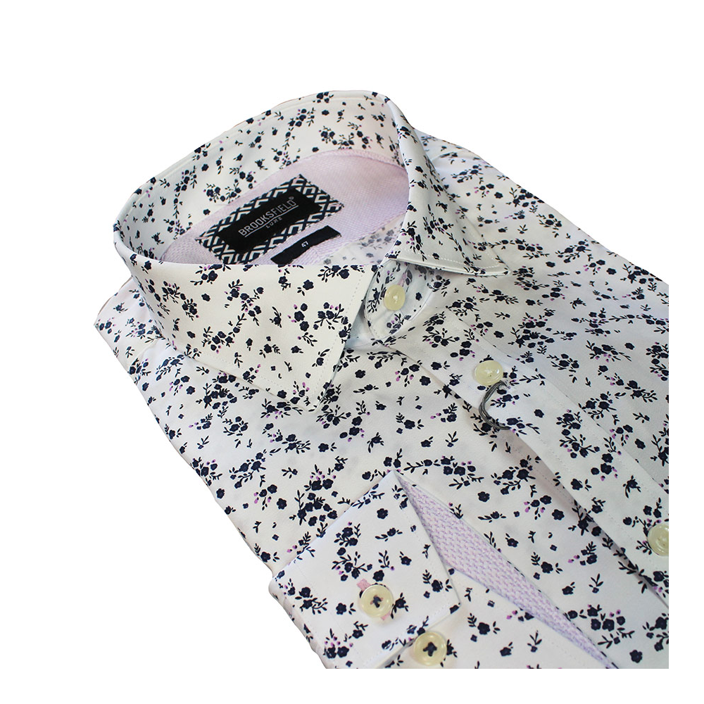 Brooksfield Luxe Pure Cotton Flower Pattern Shirt