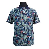 Casa Moda Pure Cotton Bold Leaf Pattern Fashion Polo