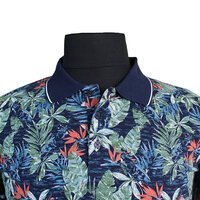 Casa Moda Pure Cotton Bold Leaf Pattern Fashion Polo