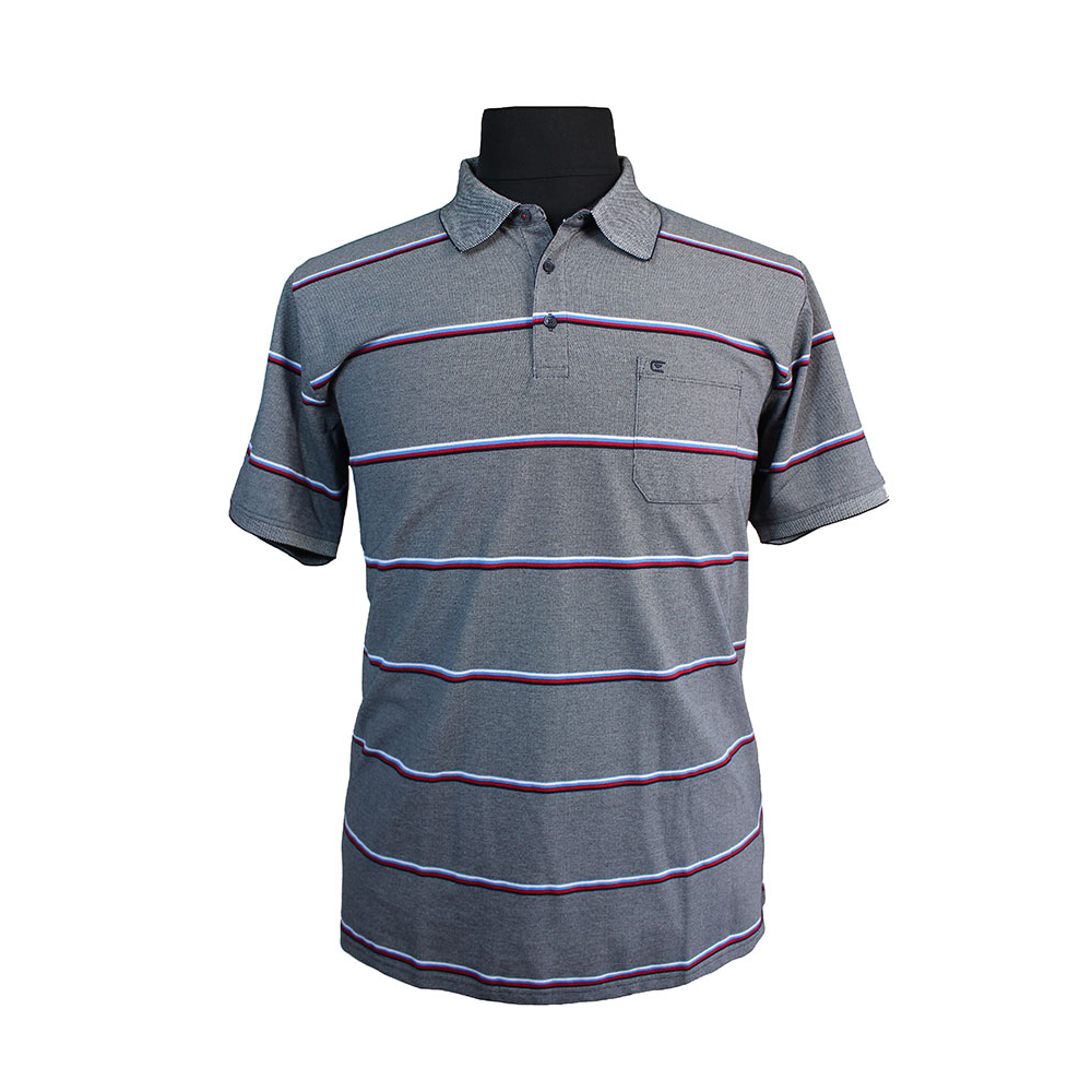 Casa Moda Cotton Mix Horizontal Stripe Marl Weave Polo