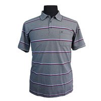 Casa Moda Cotton Mix Horizontal Stripe Marl Weave Polo