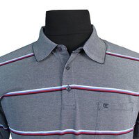 Casa Moda Cotton Mix Horizontal Stripe Marl Weave Polo