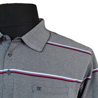 Casa Moda Cotton Mix Horizontal Stripe Marl Weave Polo